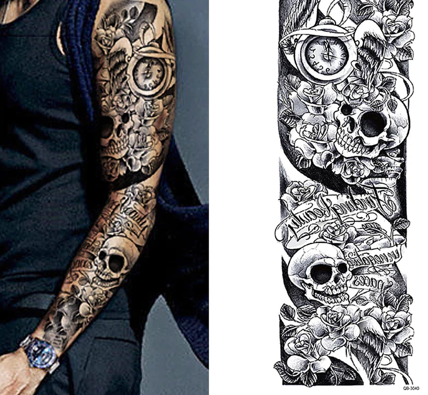 Large Waterproof Temporary Tattoo Sleeve Set - 5 Stylish Designs for Men & Women, Perfect for Events and Festivals