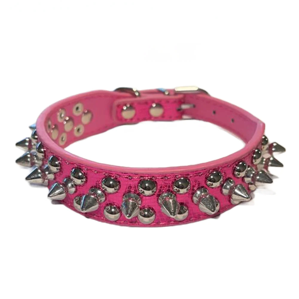 Premium Spiked Studded Leather Dog Collar - Adjustable for Small to Large Pets, Perfect for Pit Bulls and Cats