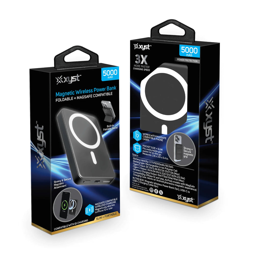 Xyst 5000mAh MagSafe Magnetic Wireless Power Bank - 5W Fast Charging!
