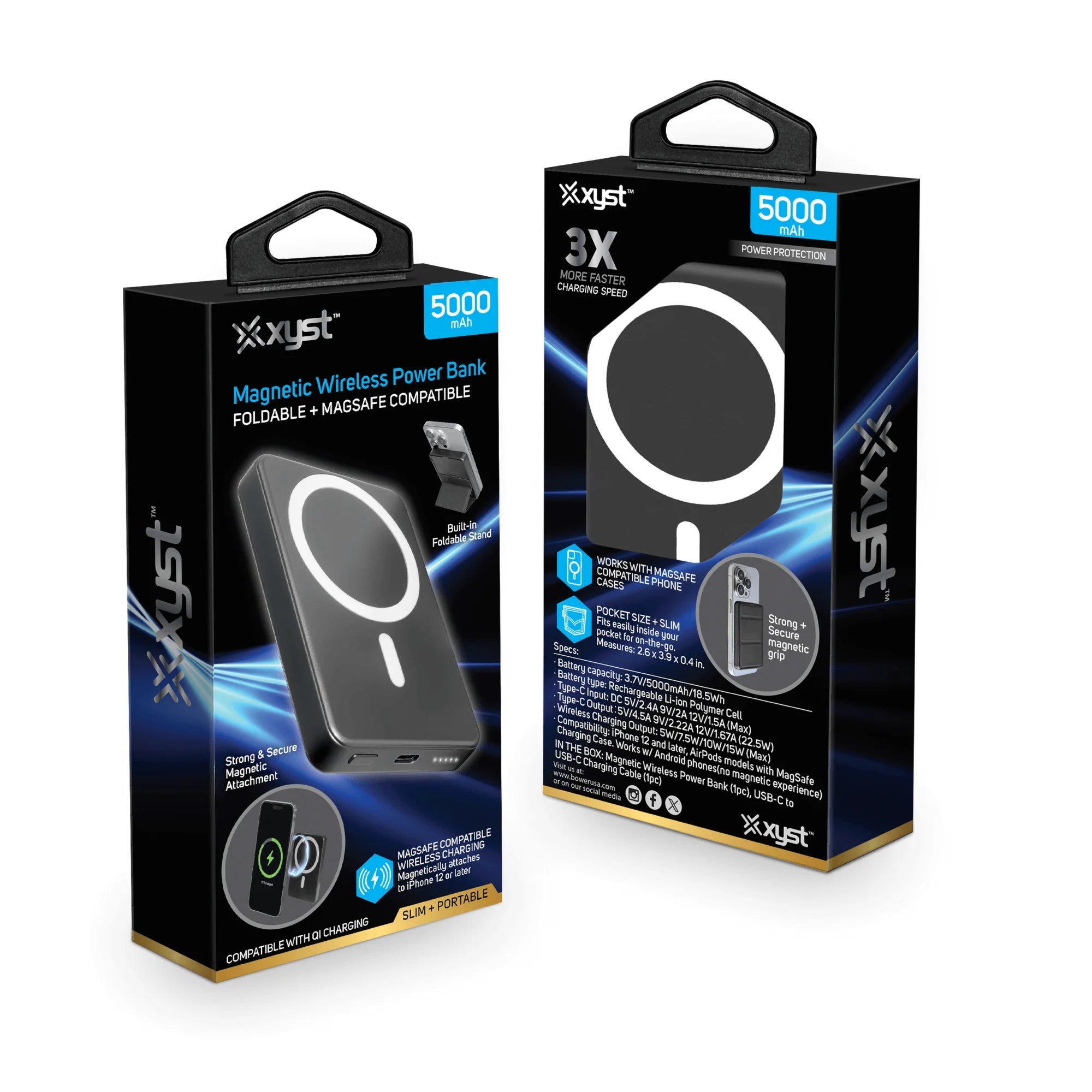 Xyst 5000mAh MagSafe Magnetic Wireless Power Bank - 5W Fast Charging!