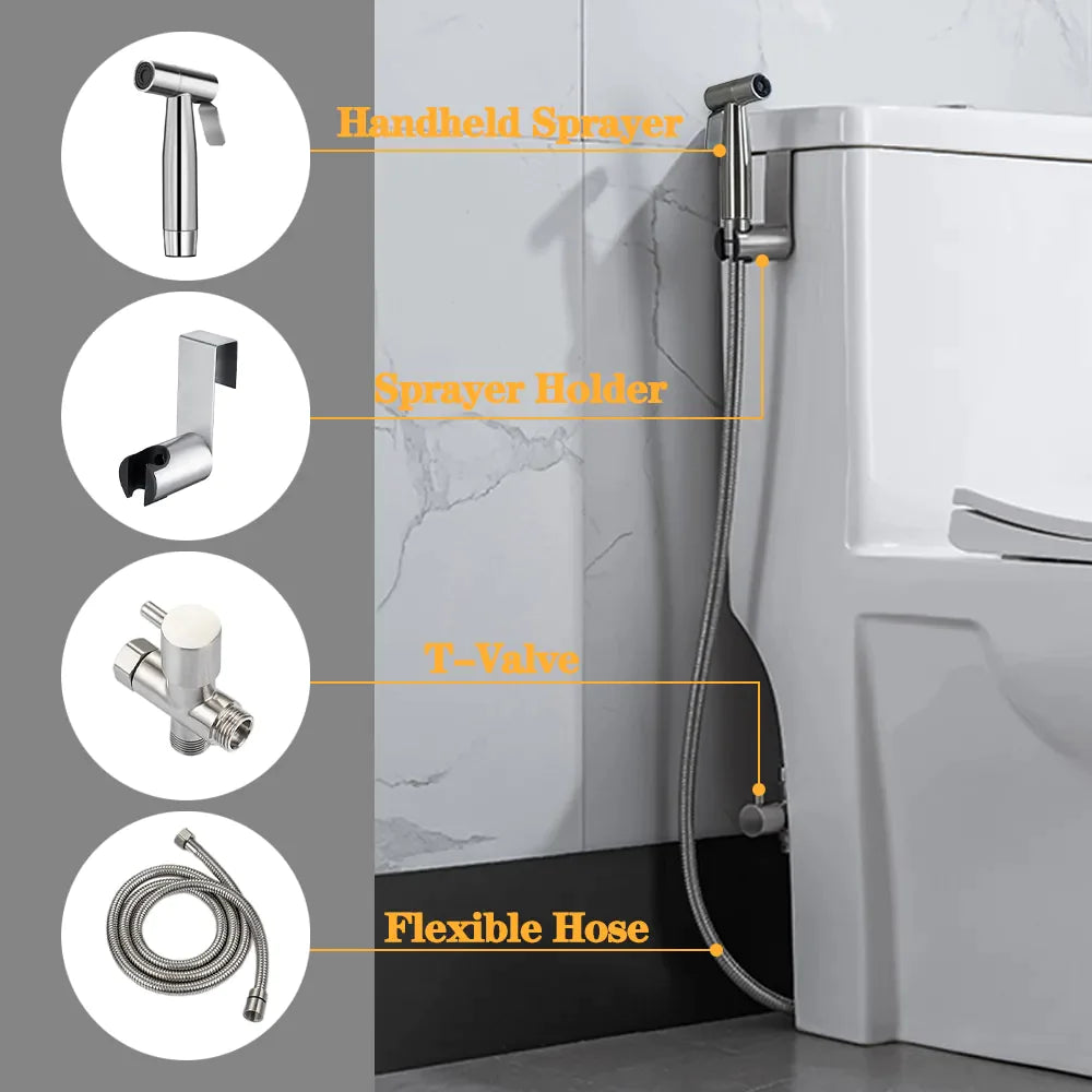 Upgrade Your Bathroom with the Premium Stainless Steel Toilet Shattaf Bidet Spray Hose and Handheld Shower Head