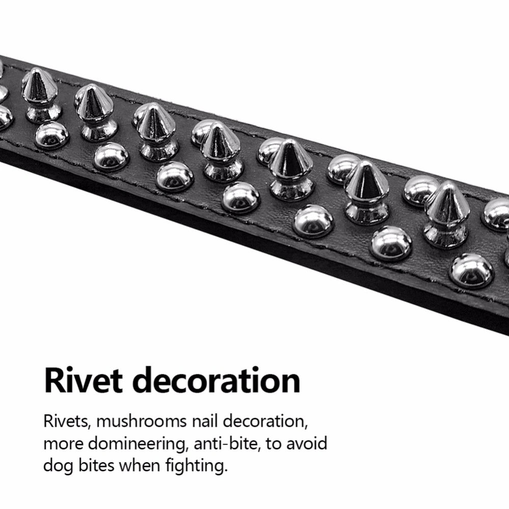 Premium Spiked Studded Leather Dog Collar - Adjustable for Small to Large Pets, Perfect for Pit Bulls and Cats