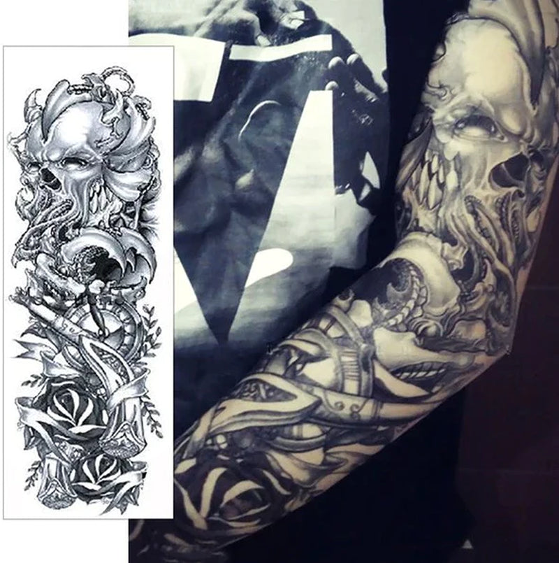 Large Waterproof Temporary Tattoo Sleeve Set - 5 Stylish Designs for Men & Women, Perfect for Events and Festivals
