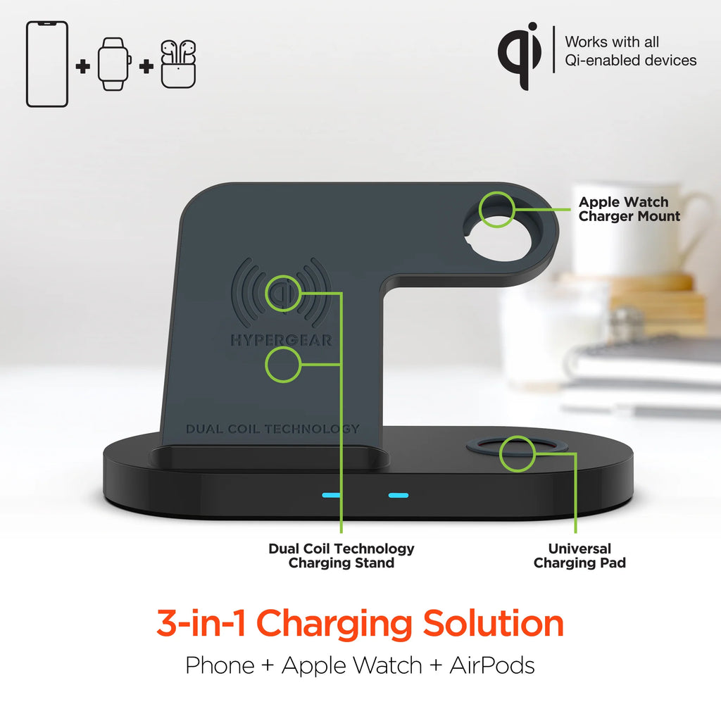 Revolutionary Hypergear 3-in-1 Wireless Charging Dock: Charge All Your Devices Effortlessly!