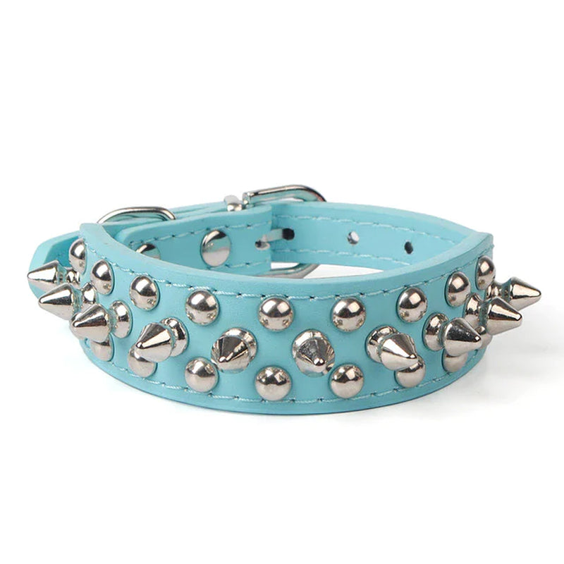 Premium Spiked Studded Leather Dog Collar - Adjustable for Small to Large Pets, Perfect for Pit Bulls and Cats