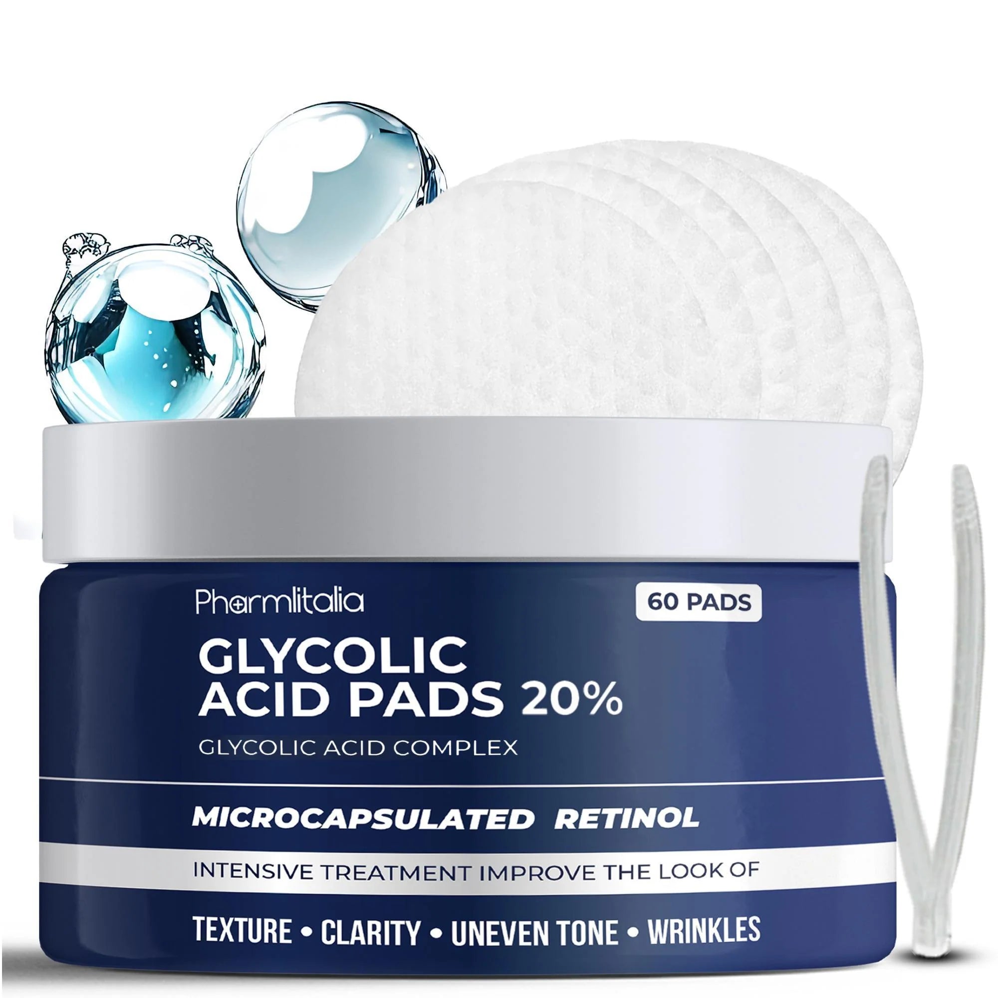 Glycolic Acid 20% Anti-Aging Pads - 60 Count for Clearer, Smoother Skin