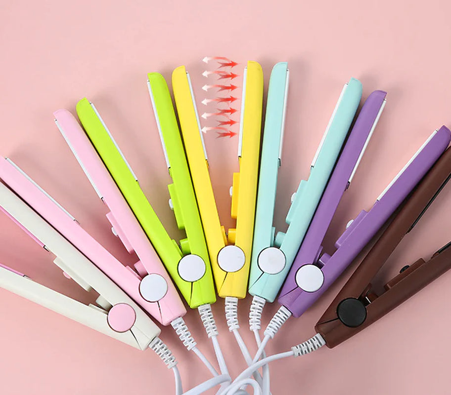 Professional Mini Portable Hair Straightener and Curler with Ceramic Technology