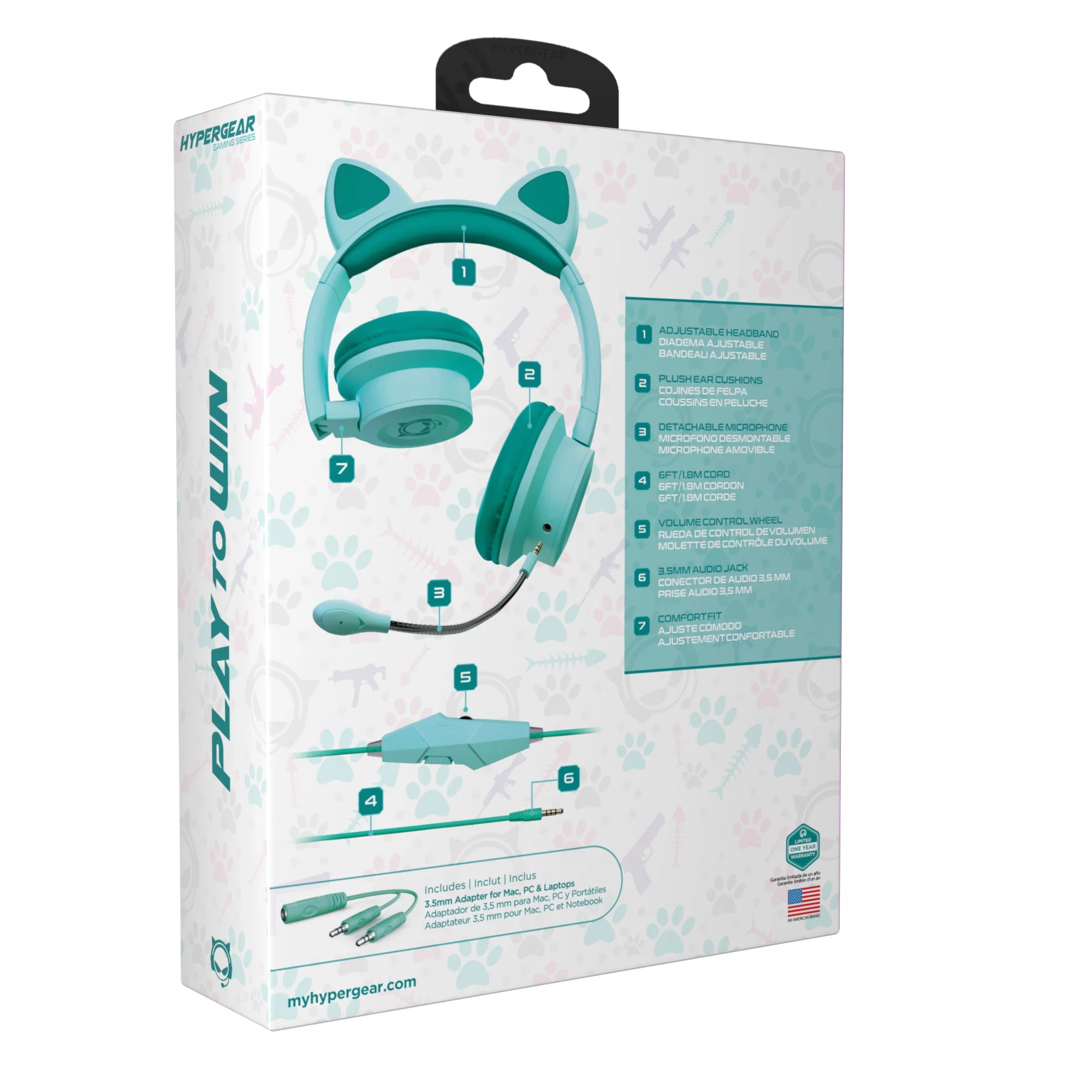 Hypergear Kombat Kitty Gaming Headset - Immersive Sound with Detachable Mic