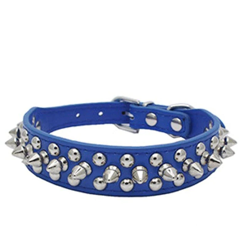 Premium Spiked Studded Leather Dog Collar - Adjustable for Small to Large Pets, Perfect for Pit Bulls and Cats