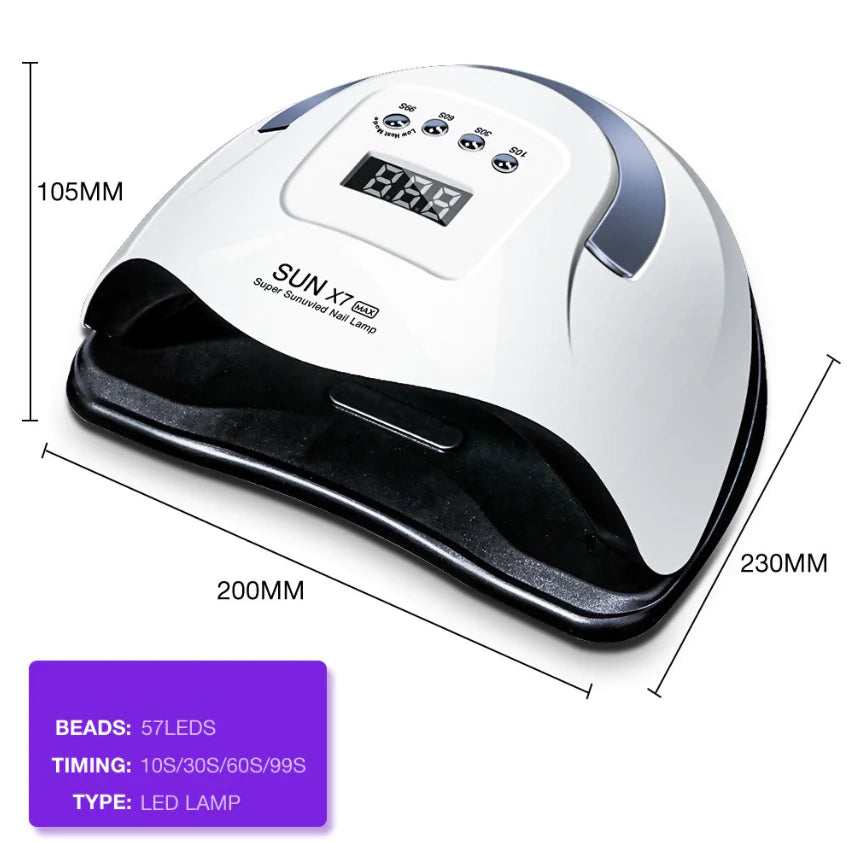 Professional 220W Nail Dryer - Fast LED & UV Gel Curing Lamp for Salon-Quality Manicures at Home