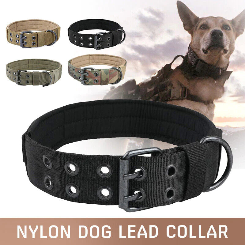 Heavy Duty 2" Wide Nylon Military Dog Collar with Metal Buckle - Perfect for Large K9s