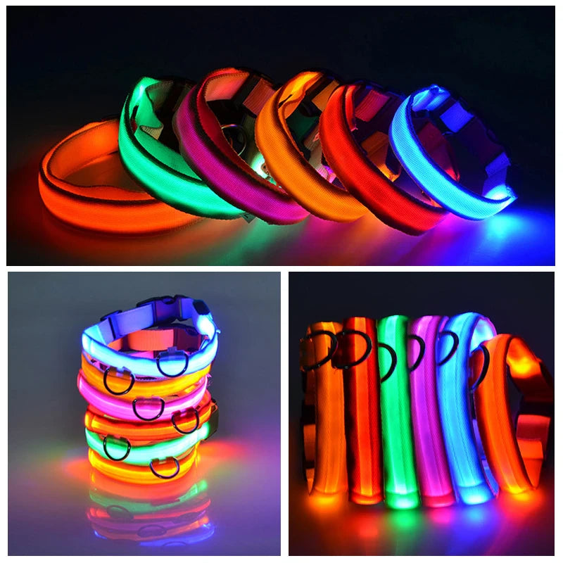 Bright & Safe LED Adjustable Dog Collar - Waterproof Glow & Flashing Light for Pet Safety